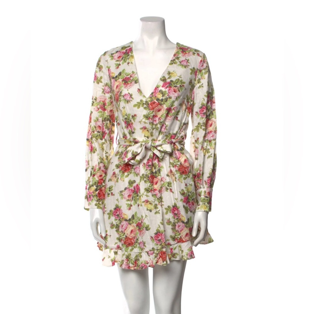 Zimmermann linen floral dress size 0 AU